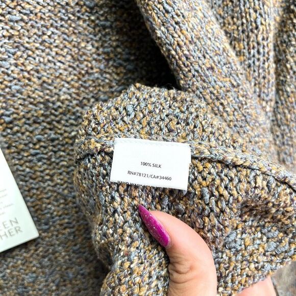 Eileen Fisher Cardigan Women’s S Knotted Silk Melange Knit Open Front Shaped Swe - Picture 7 of 8